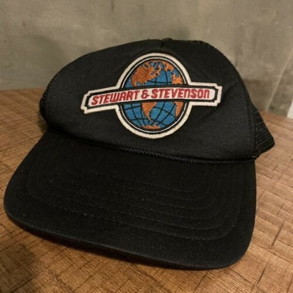 STEWART & STEVENSON Flat Brim Vintage Trucker Embroidered Adjustable Hat